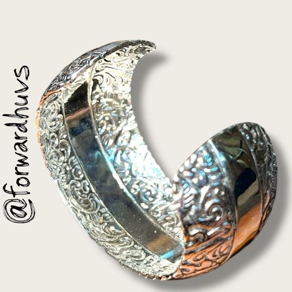 Bundle Sale 3 for $15 | Silver Tone Cuff Bracelet – Ornate Floral & Vine Motif - Picture 3 of 6